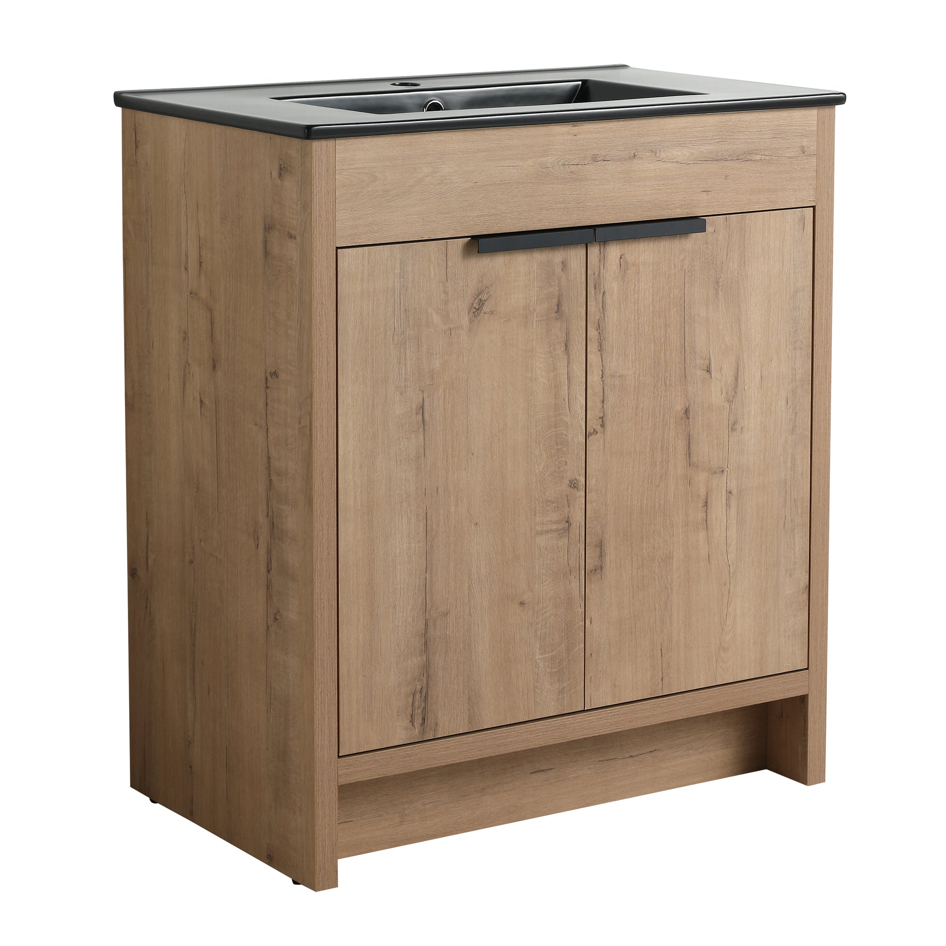 30" Freestanding Bathroom Cabinet With Basin & 2 Soft Close Cabinet Doors Kd Packing ,Bvb02430Imo Bl9075Bk Imitative Oak 2 Plywood