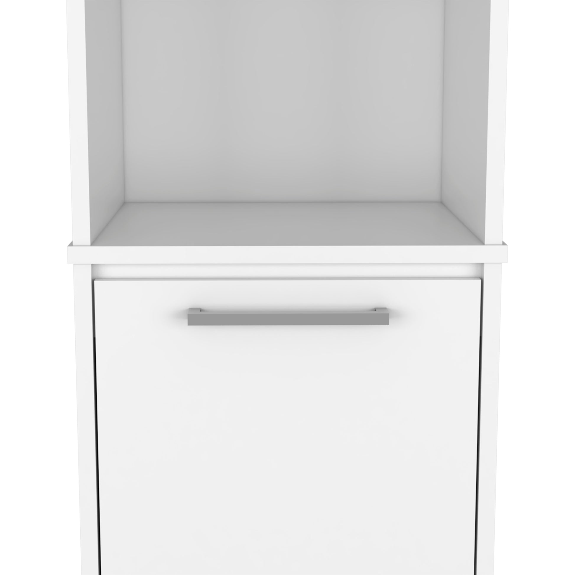 Kitchen Pantry Feery, Single Door Cabinet, Interior And External Shelves, White Finish White Particle Board