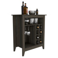 Bar Cabinet Castle, One Open Shelf, Six Wine Cubbies, Carbon Espresso Finish Espresso Particle Board