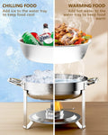 Round Buffet Catering Dish For Home And Outdoor 2 Pcs Sets Silver Stainless Steel