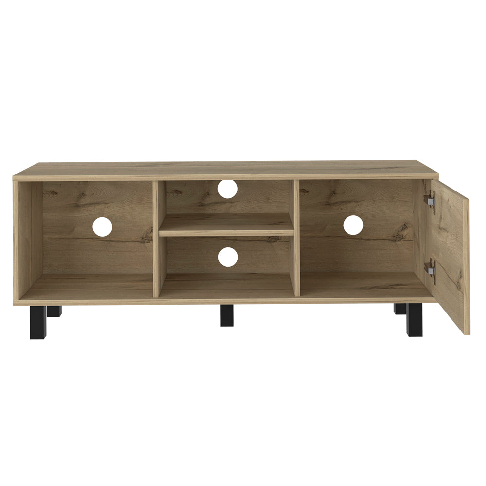 Tv Stand For Tv S Up 43" Three Open Shelves Fredericia, One Cabinet, Light Oak Finish Beige 40 49 Inches Particle Board