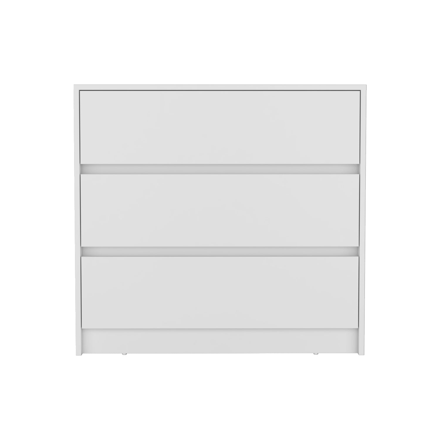 Dresser Maldus, Three Drawers, White Finish White Particle Board