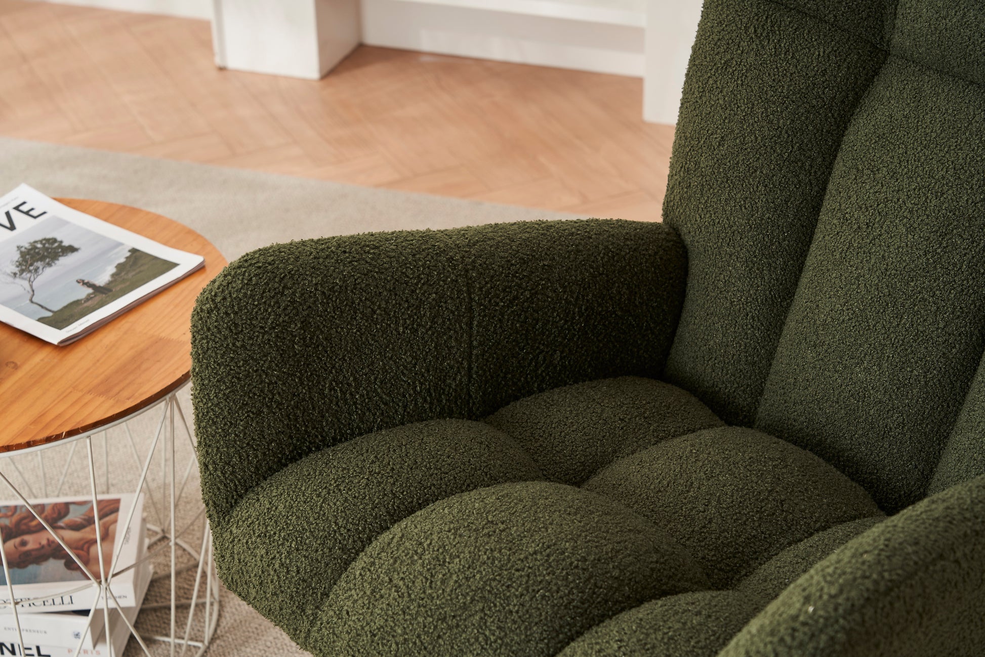 Rocking Chair Nursery, Solid Wood Legs Reading Chair With Teddy Fabric Upholsterednap Armchair For Living Rooms, Bedrooms, Offices, Best Gift,Green Teddy Fabric Green Primary Living Space Modern Rocking Chairs Polyester