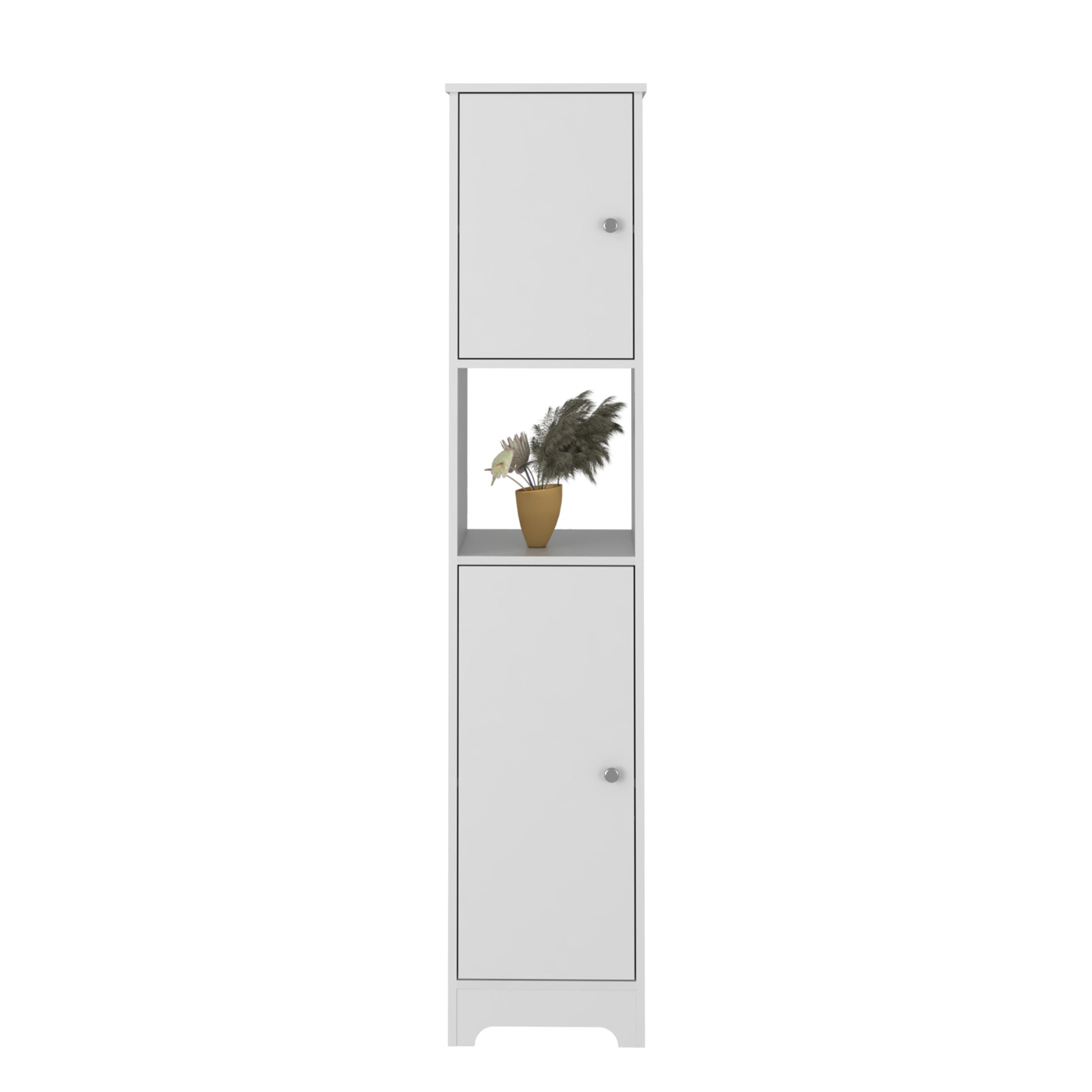 Linen Cabinet Albany, Four Interior Shelves, White Finish White Particle Board