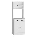 Microwave Storage Stand With 3 Doors And Drawer Arlington, White Finish White Particle Board