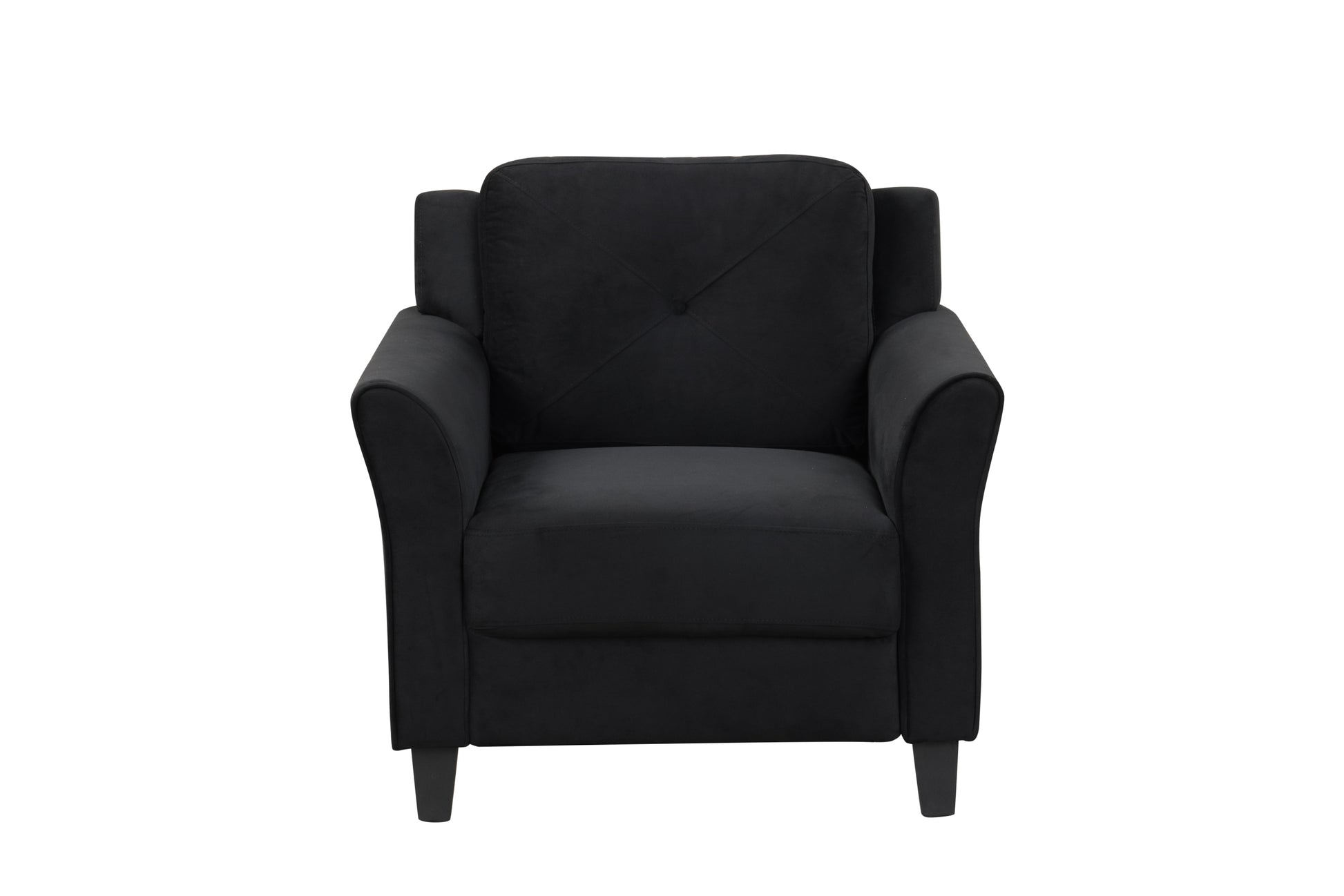 Fashionable Living Room Sofa Single Seat, Black Fabric Antique Black Gray Velvet Wood Primary Living Space Soft American Traditional,Casual Rubberwood Memory Foam And Polyurethane Foam Polyester 1 Seat