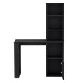 Office Desk Aragon With Four Tier Bookcase And Lower Cabinet, Black Wengue Finish Black Particle Board