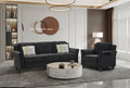 Fashionable Living Room Sofa For 3 People, Black Fabric Antique Black Brown Polyester Wood Primary Living Space Soft American Traditional Rubberwood Memory Foam And Polyurethane Foam Polyester 3 Seat