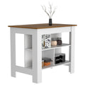 Kitchen Island Dozza, Three Shelves, White Walnut Finish White Walnut Particle Board