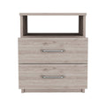 Nightstand Olienza, Two Drawers, One Shelf, Light Gray Finish Light Gray Particle Board
