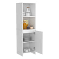 Kitchen Pantry Feery, Single Door Cabinet, Interior And External Shelves, White Finish White Particle Board