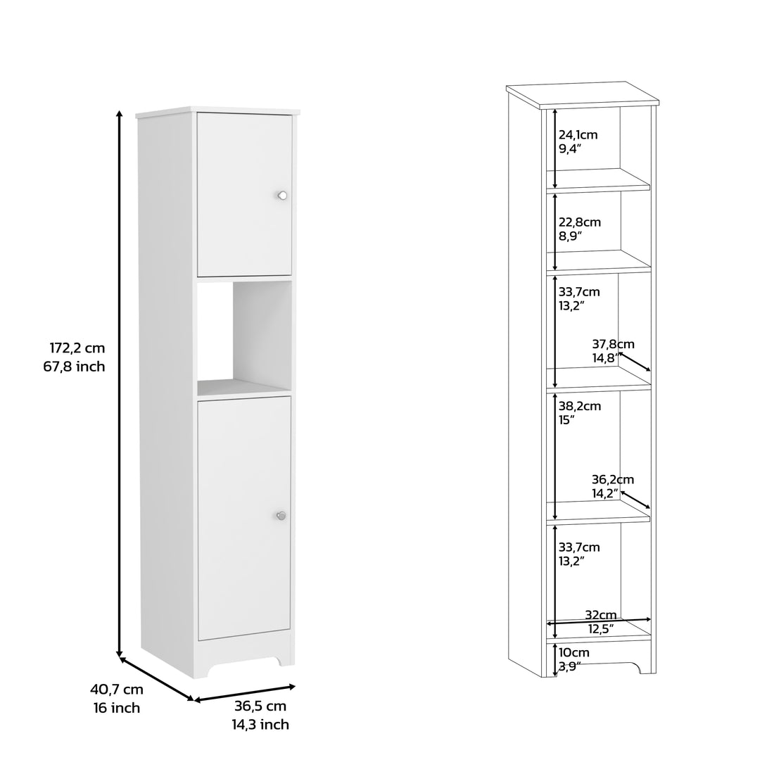 Linen Cabinet Albany, Four Interior Shelves, White Finish White Particle Board