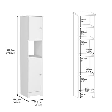 Linen Cabinet Albany, Four Interior Shelves, White Finish White Particle Board