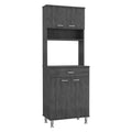 Pantry Piacenza,Two Double Door Cabinet, Smokey Oak Finish Gray Particle Board