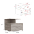 Floating Nightstand Flopini, One Drawer, Light Gray Finish Light Gray Particle Board