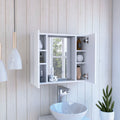 Medicine Cabinet Hops, Double Door, Mirror, One External Shelf, White Finish White Particle Board