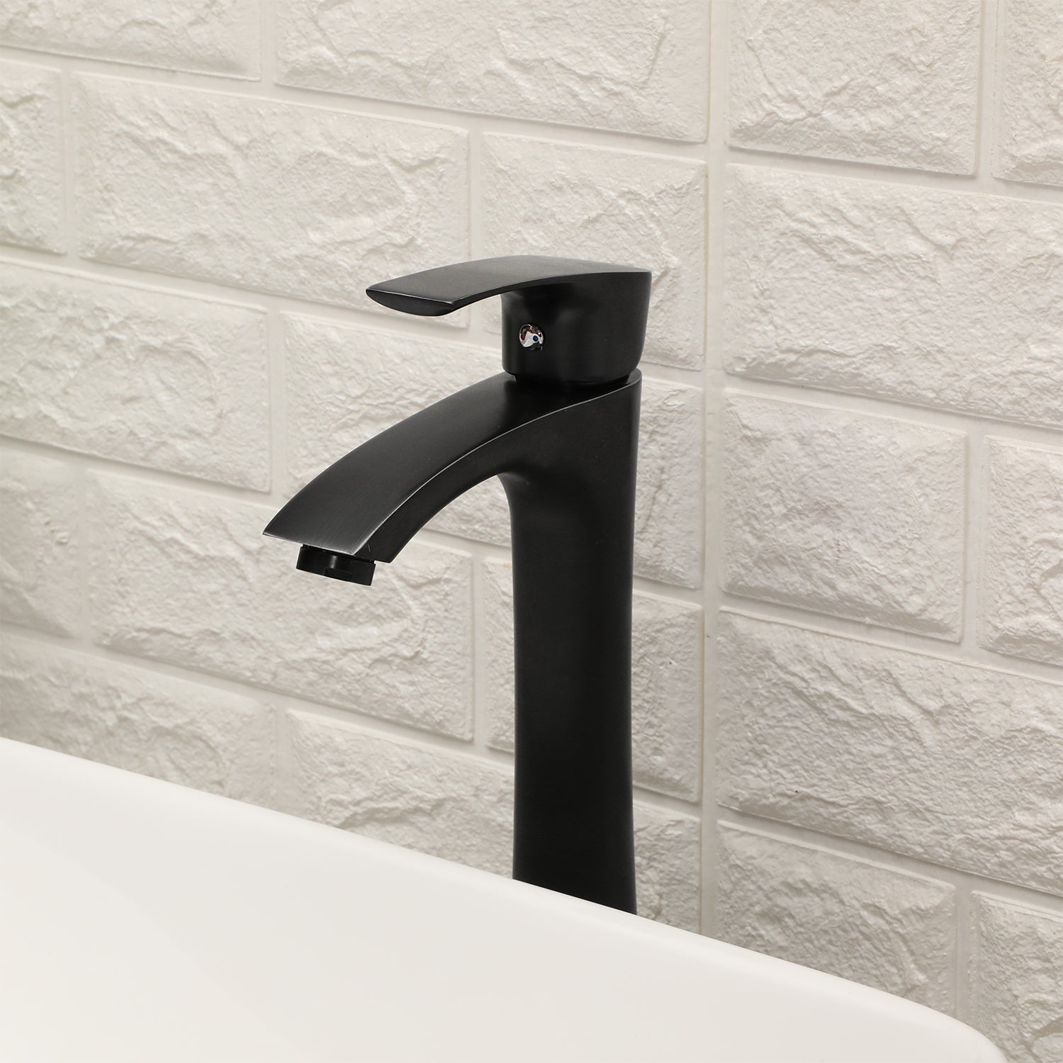 19"X15" Rectangle Vessel Bathroom Sink And Matte Black Single Lever Faucet Combo White Black Ceramic