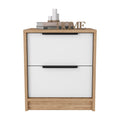 Nightstand Cervants, Two Drawers, Metal Handle, White Pine Finish Multicolor Particle Board
