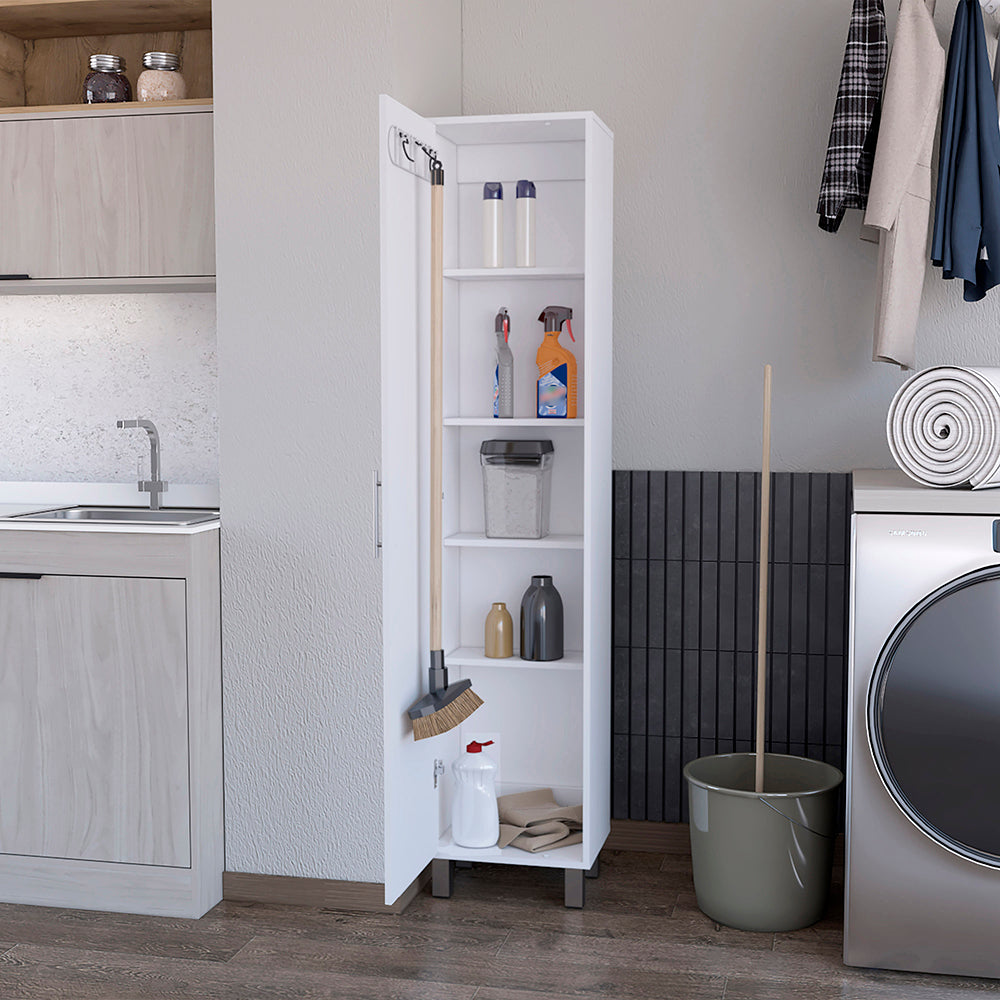 Storage Cabinet Buccan, Five Shelves, White Finish White Particle Board