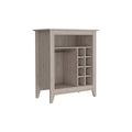 Bar Cabinet Castle, One Open Shelf, Six Wine Cubbies, Light Gray Finish Light Gray Particle Board