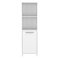 Kitchen Pantry Feery, Single Door Cabinet, Interior And External Shelves, White Finish White Particle Board