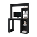 Desk Ryndon, Hutch, Black Wengue Finish Black Particle Board