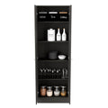 Storage Cabinet Pipestone, Double Door, Black Wengue Finish Black Particle Board