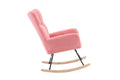 Rocking Chair Nursery, Solid Wood Legs Reading Chair Withteddy Fabric Upholstered, Nap Armchair For Living Rooms, Bedrooms, Offices, Best Gift,Pink Teddy Fabric Pink Primary Living Space Modern Rocking Chairs Polyester