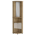 Corner Bar Cabinet Rialto, Three Shelves, Macadamia Finish Beige Particle Board