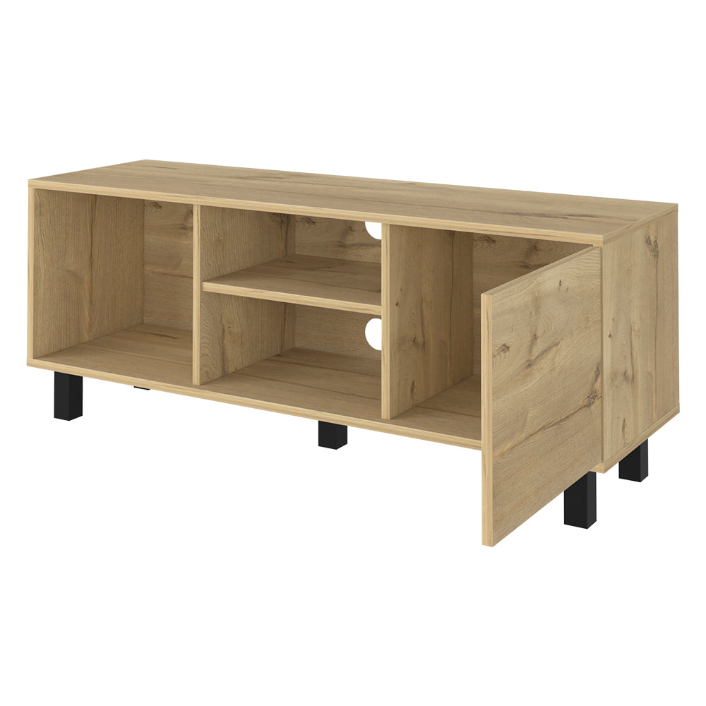 Tv Stand For Tv S Up 43" Three Open Shelves Fredericia, One Cabinet, Light Oak Finish Beige 40 49 Inches Particle Board