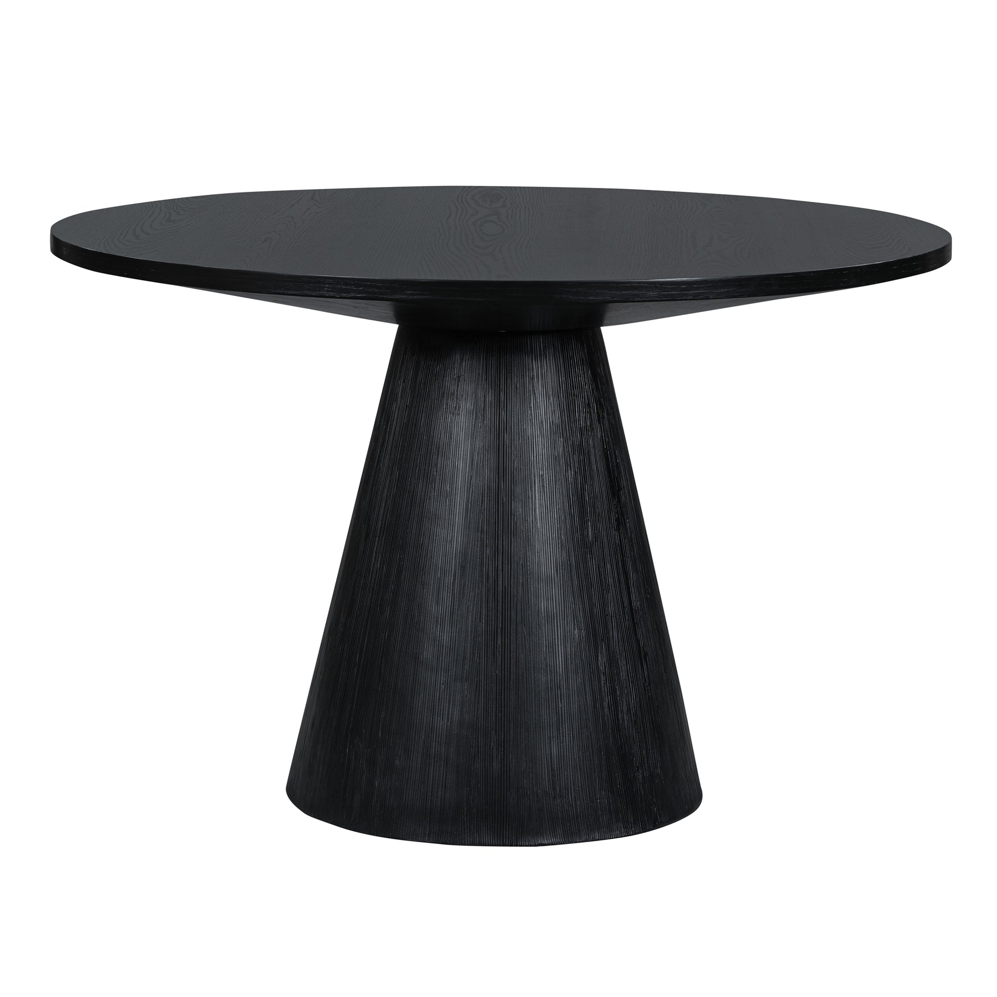 Retro Round Dining Table Minimalist Elegant Table For Living Room, Dining Room Black Black Rubber Wood