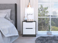 Nightstand Cervants, Two Drawers, Metal Handle, Smokey Oak White Finish Multicolor Particle Board
