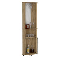 Corner Bar Cabinet Rialto, Three Shelves, Macadamia Finish Beige Particle Board