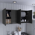 Kitchen Cabinet Durham, Four Doors, Black Wengue Finish Black Particle Board