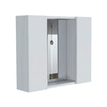 Medicine Cabinet Hops, Double Door, Mirror, One External Shelf, White Finish White Particle Board