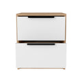 Nightstand Cervants, Two Drawers, Metal Handle, White Pine Finish Multicolor Particle Board