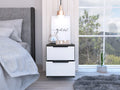 Nightstand Cervants, Two Drawers, Metal Handle, Smokey Oak White Finish Multicolor Particle Board