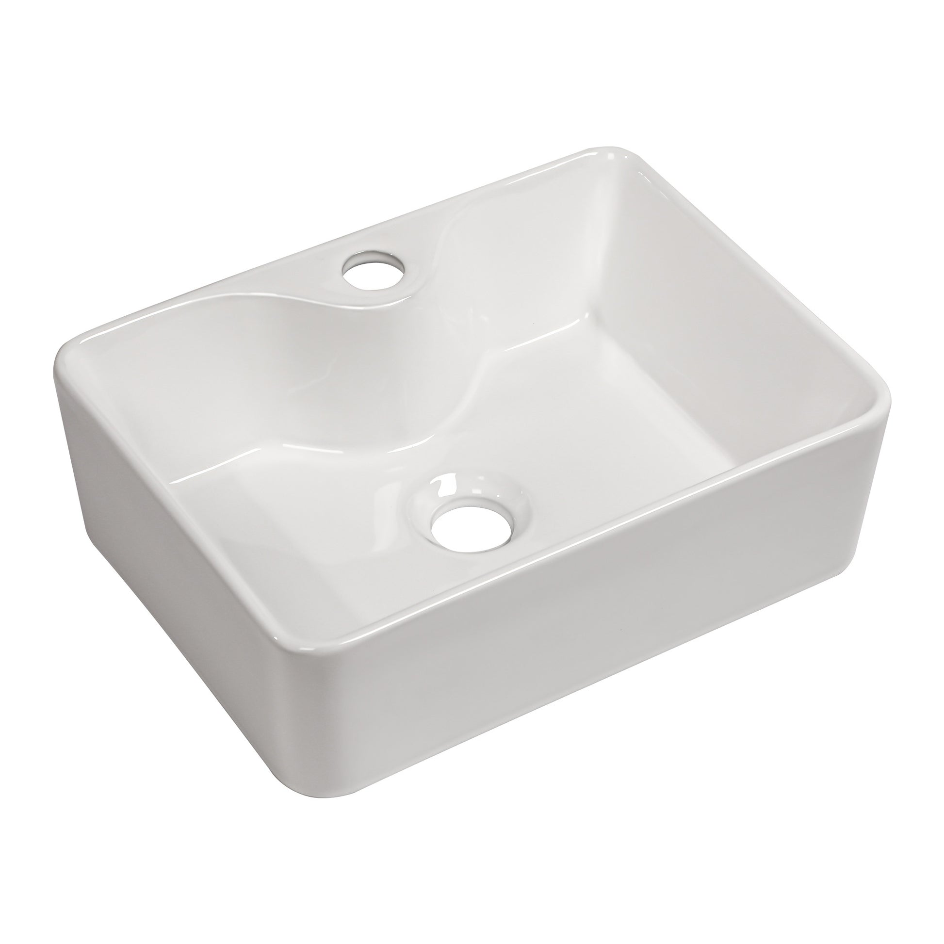 16"X12" White Ceramic Rectangular Vessel Bathroom Sink White Ceramic