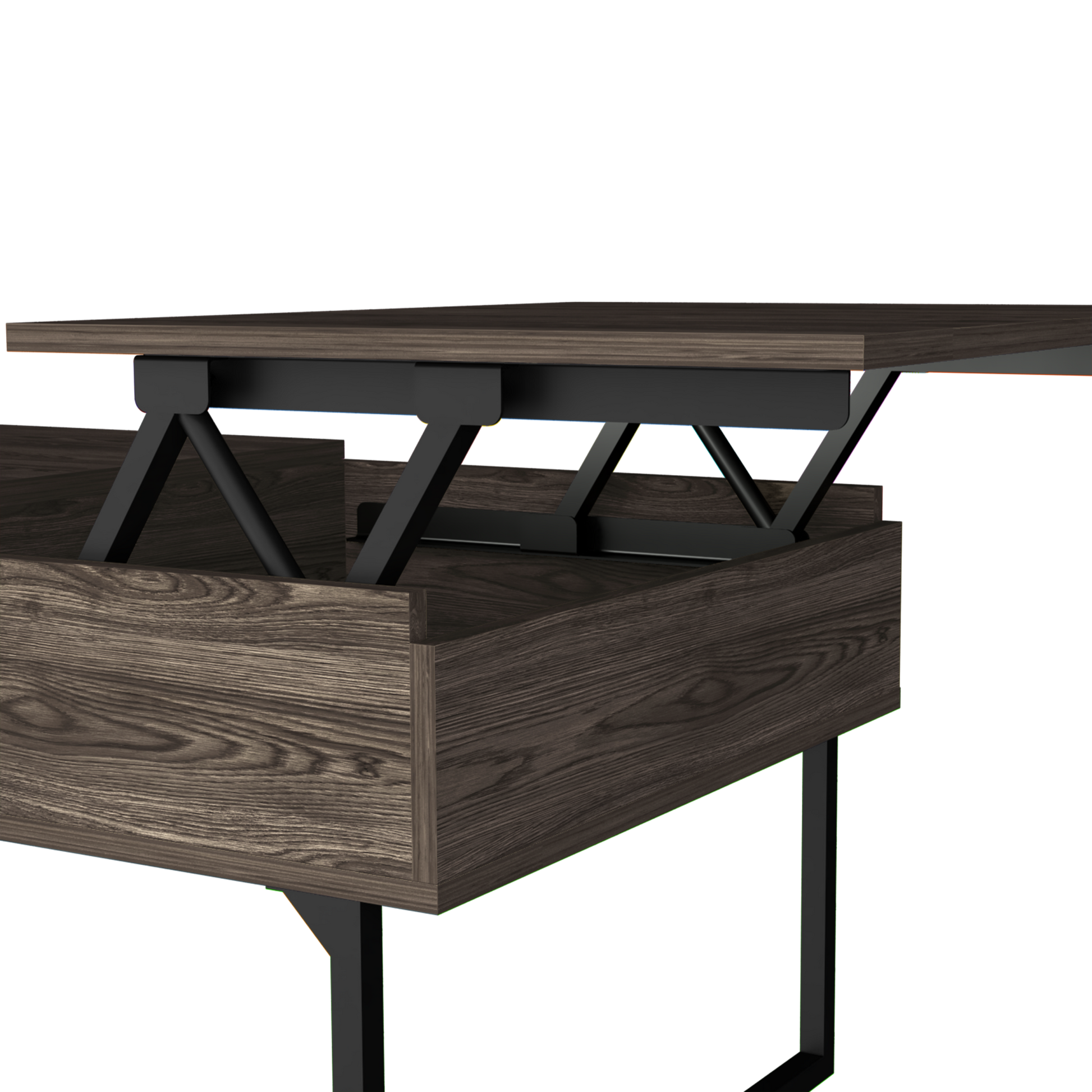Lift Top Coffee Table With Drawer Vezu, Dark Walnut Finish Brown Particle Board