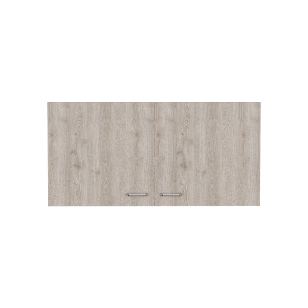 Wall Cabinet Toran, Two Shelves, Double Door, White Light Gray Finish White Particle Board