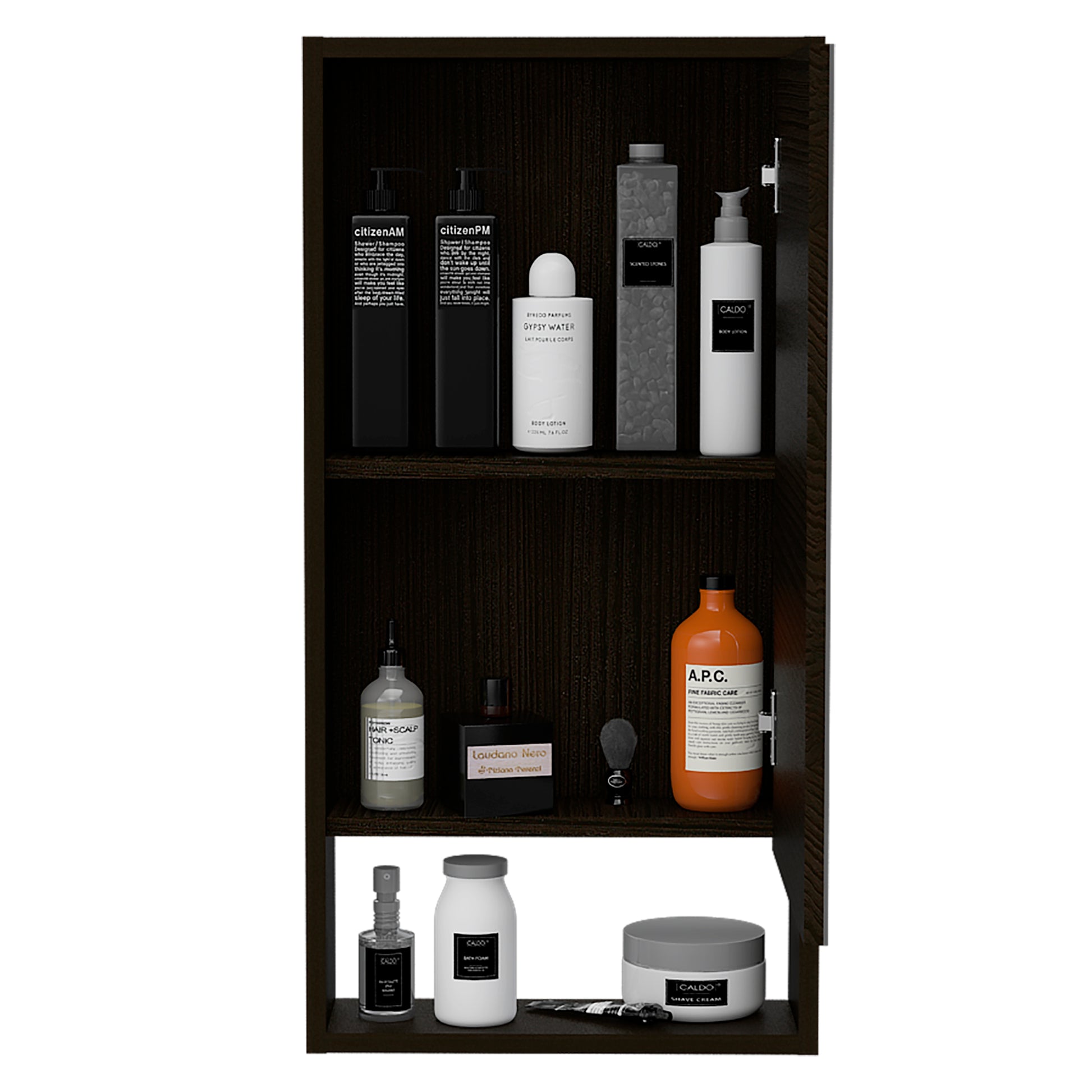 Medicine Cabinet Irvine, One External Shelf, Black Wengue Finish Black Particle Board