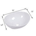 16X13 Inch White Ceramic Oval Vessel Bathroom Sink White Ceramic