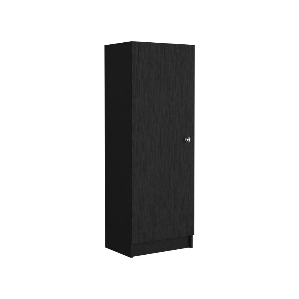 Pantry Miami, Single Door Cabinet, Black Wengue Finish Black Particle Board