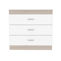 Three Drawer Dresser Lial, Superior Top, Metal Hardware, Light Gray White Finish Light Gray Particle Board