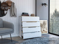 Dresser Oboe, Superior Top, Four Drawers, White Light Oak Finish White Light Oak Particle Board
