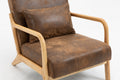Mid Century Modern Accent Chair With Wood Frame, Upholstered Living Room Chairs With Waist Cushion, Reading Armchair For Bedroom Sunroom White Cotton Pu Leather