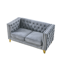 Contact Us For 3D Modeling Velvet Sofa For Living Room,Buttons Tufted Square Arm Couch, Modern Couch Upholstered Button And Metal Legs, Sofa Couch For Bedroom, Grey Velvet 2S Gray Foam Velvet