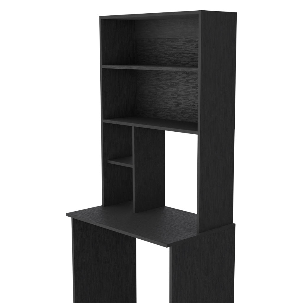 Computer Desk Monroe, Four Shelves, Black Wengue Finish Black Particle Board