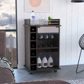 Bar Cart Baltimore, Six Wine Cubbies, Carbon Espresso Finish Espresso Particle Board