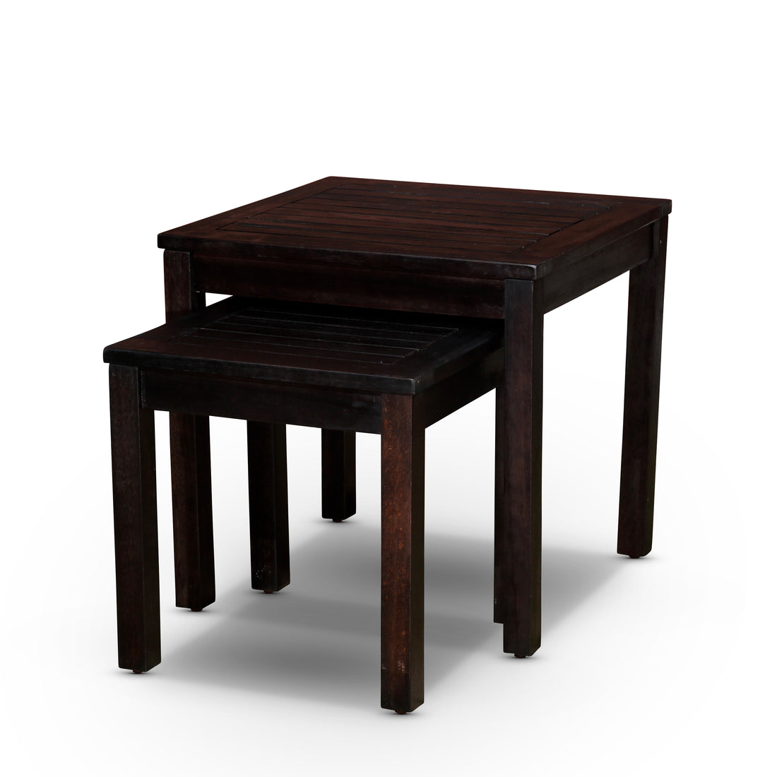 2 Piece Eucalyptus Nesting Table Set, Espresso Espresso Eucalyptus